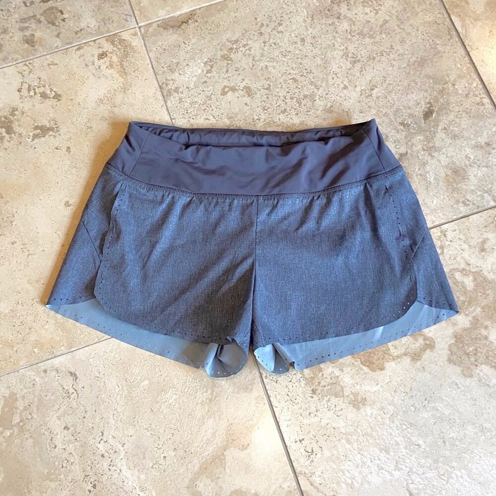 Athleta rare color grey laser cut run shorts, S
